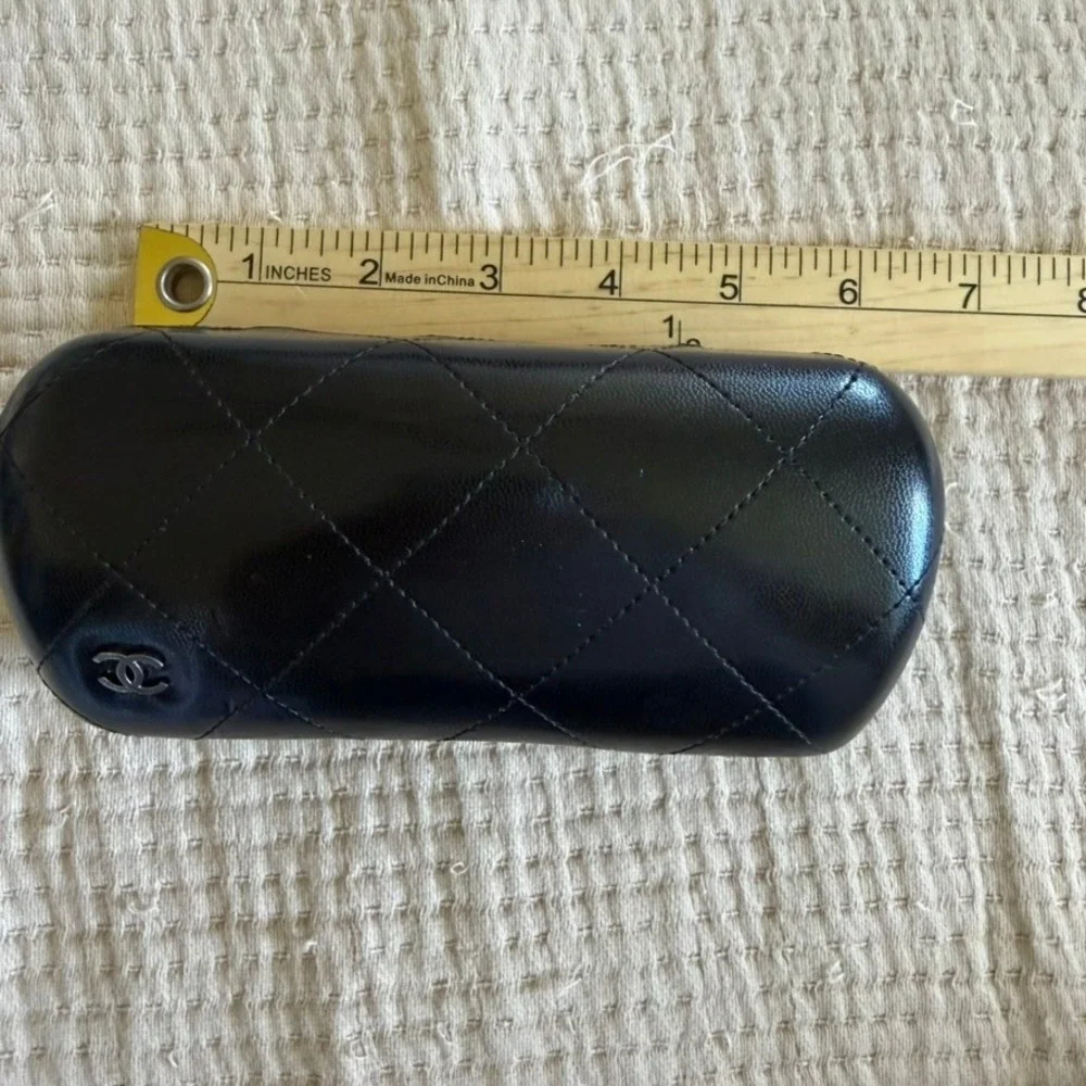Chanel Sunglasses Case Only Black Quilted Leather CC Logo Clamshell