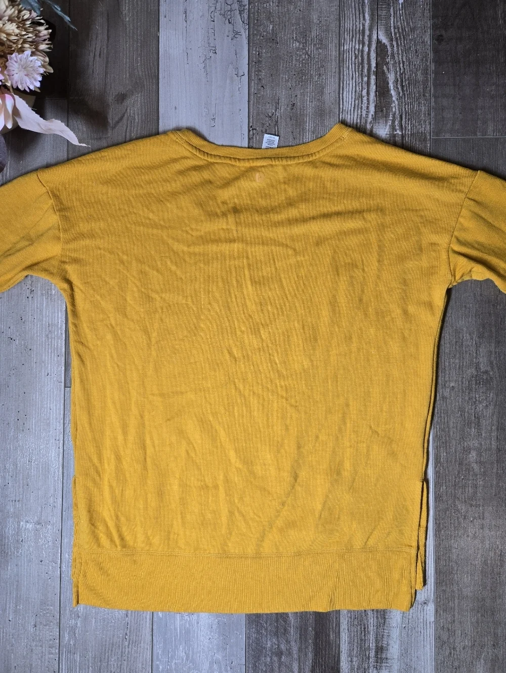 90 Degree by Reflex Mustard Yellow Women's Size Small Fleece Pullover Sweatshirt