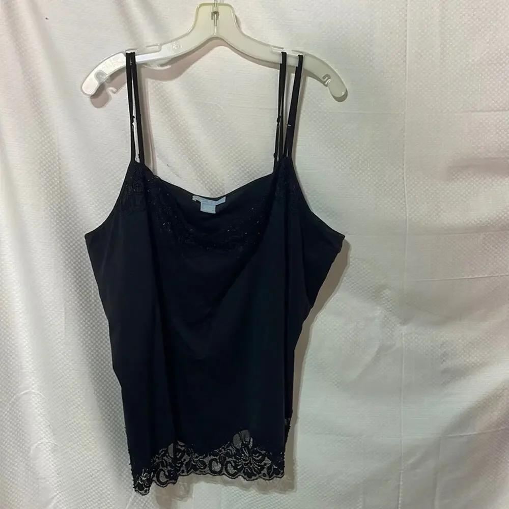 Fresh Twist 2x silk cotton spandex adjustable double straps beaded lace tank euc