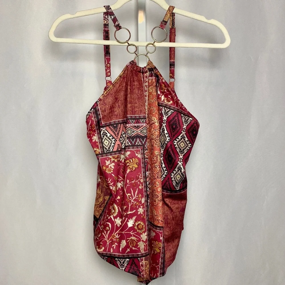 💙 5/$15 Gold Ring Neckline Handkerchief retro Y2K indie Spaghetti Strap S