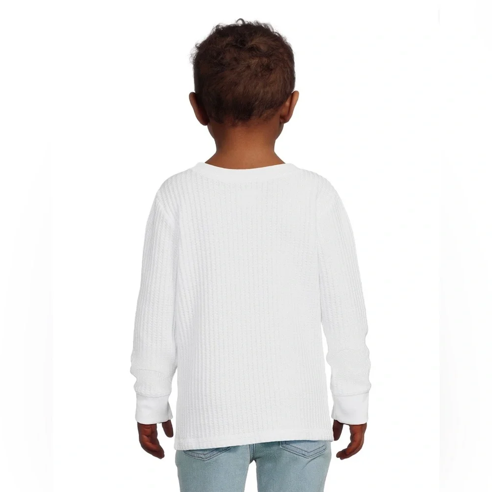 Garanimals Toddler Boy Long Sleeve Waffle Thermal Knit T-Shirt – White – Size 4T
