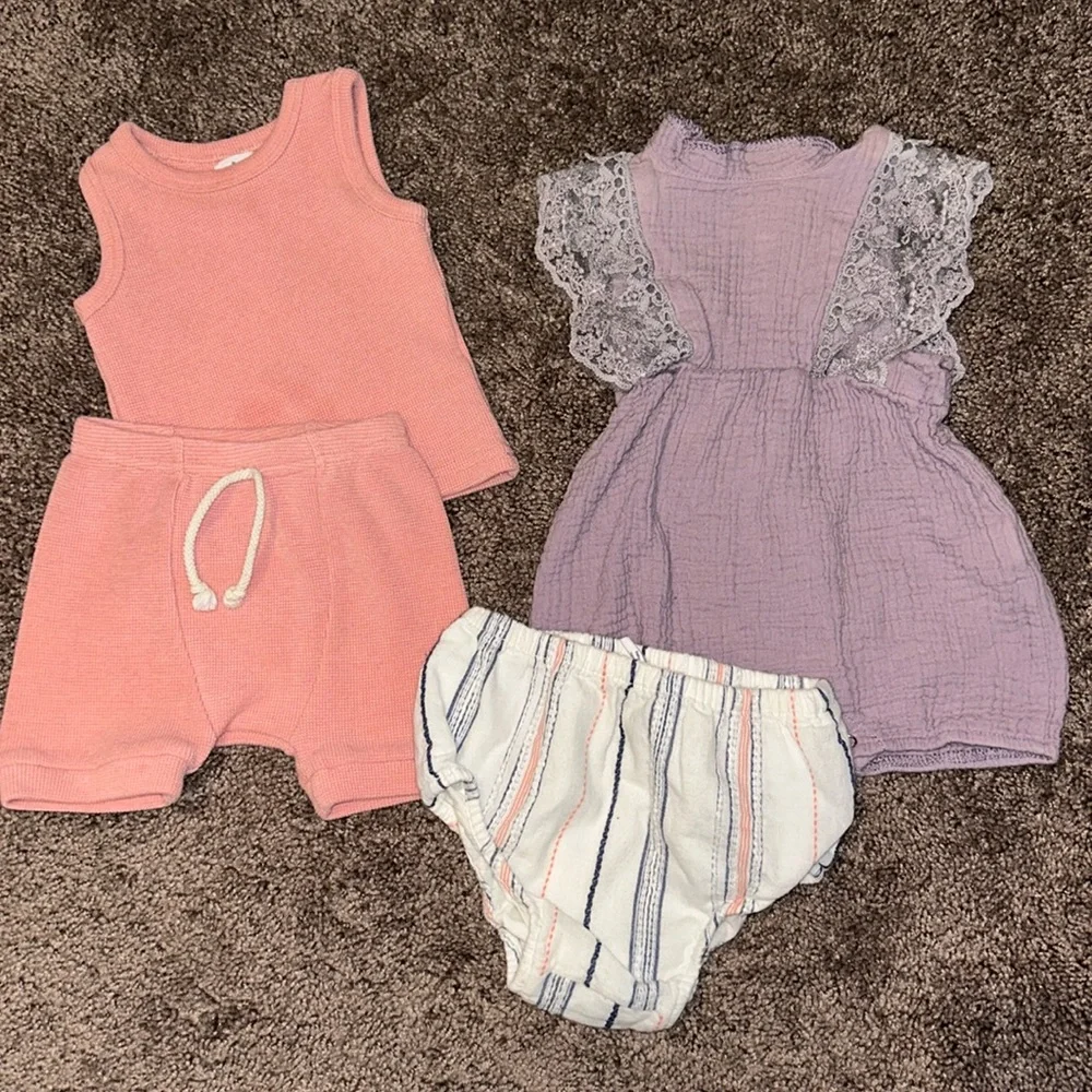 Babygirl little one shop matching set purple lace romper bundle!!