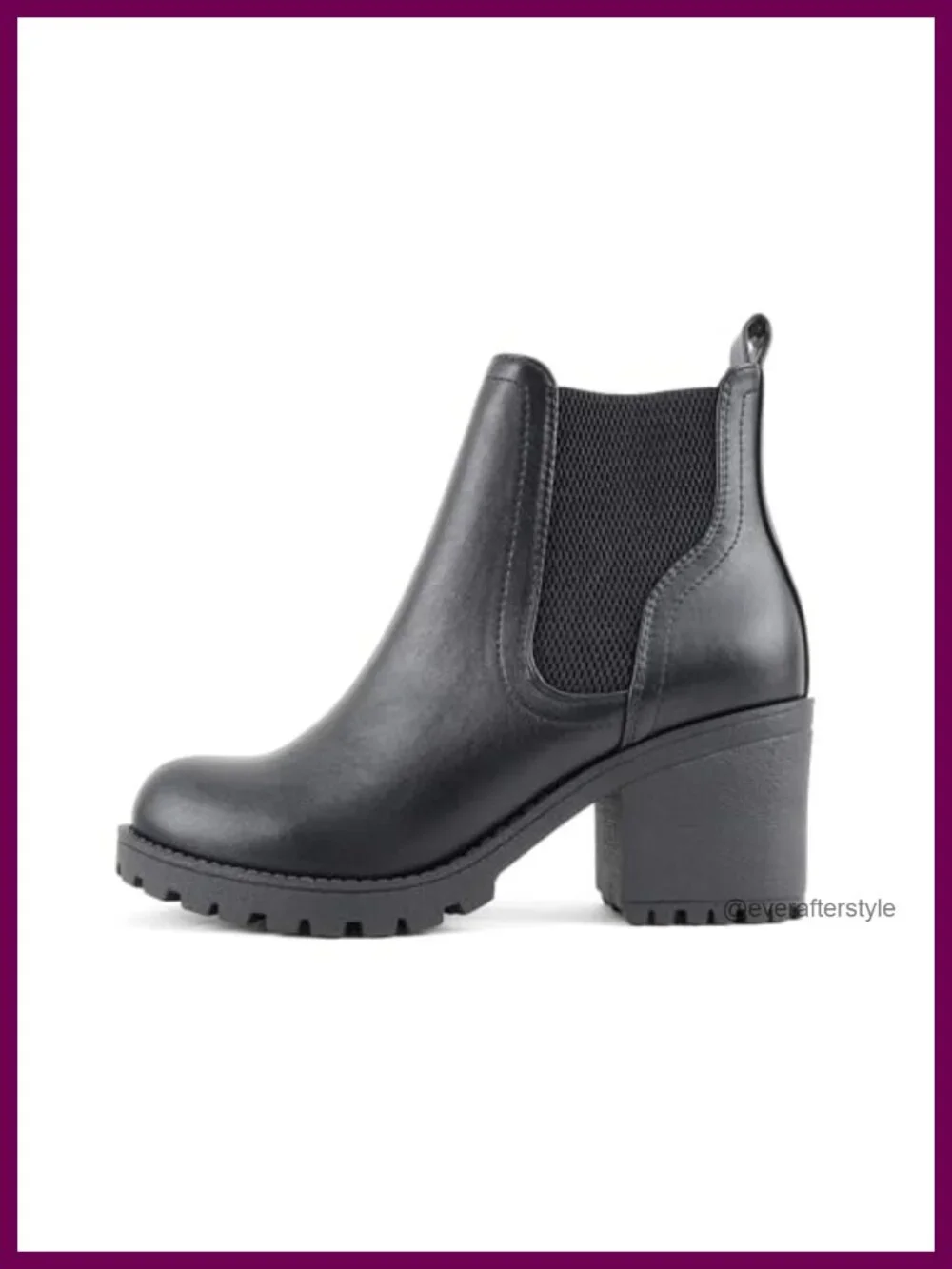 Lug Sole Mid Heel Chelsea Fashion Ankle Boot Double Elastic Gore