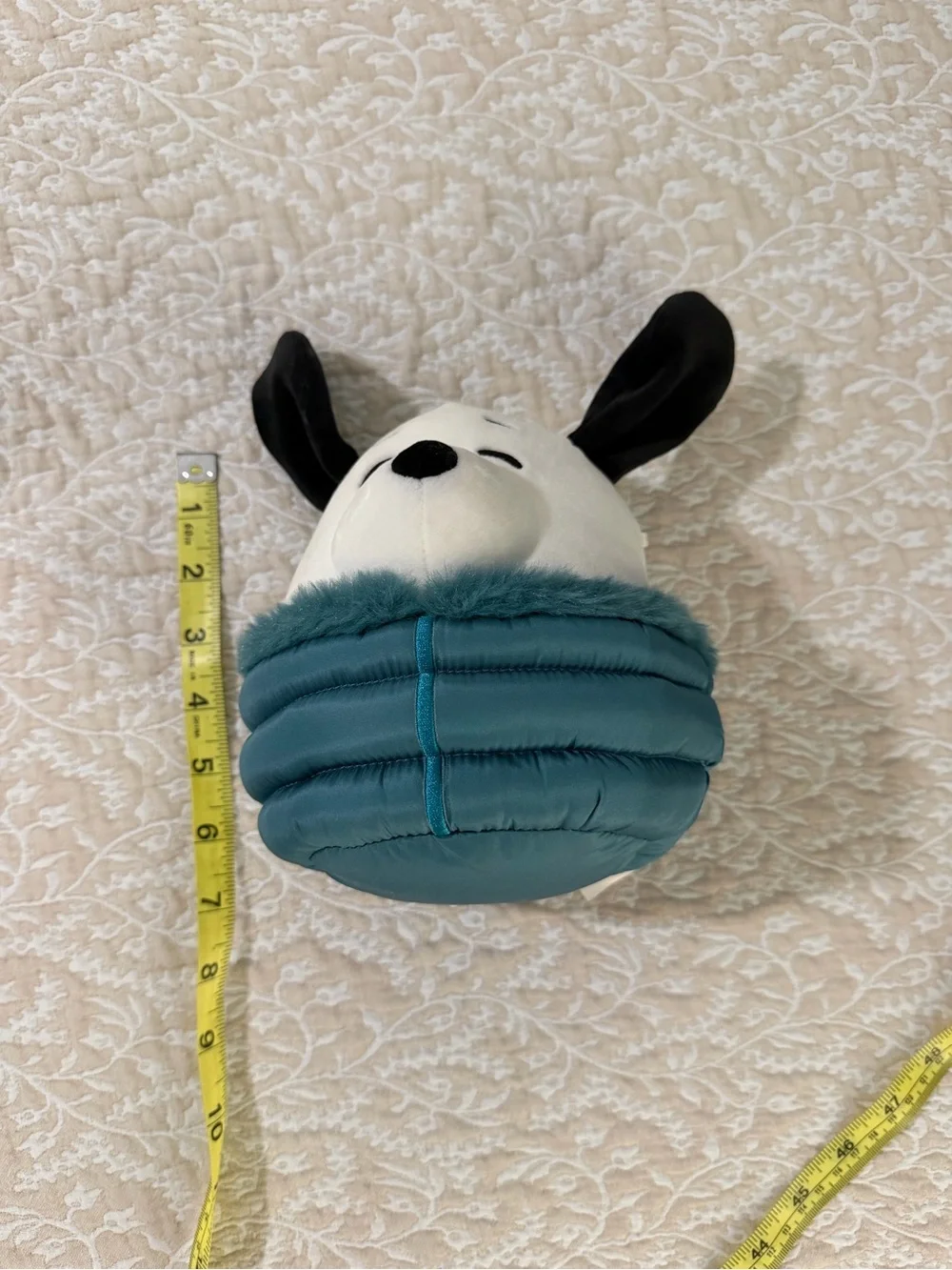 Squishmallows White Dog Head Plush with Teal Collar