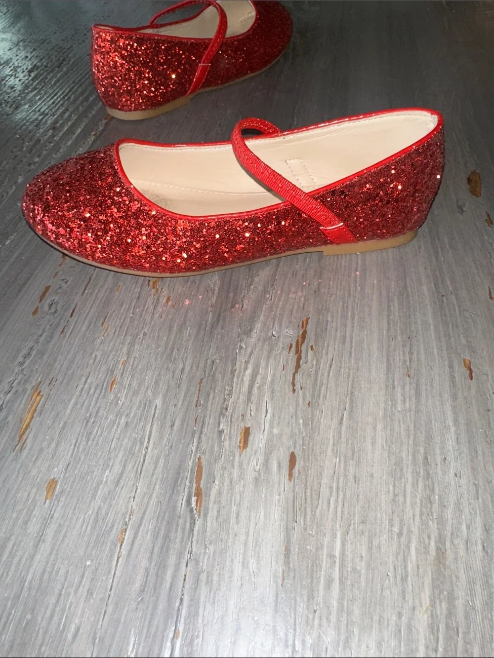 Kids' Red Glitter Mary Jane Ballet Flats