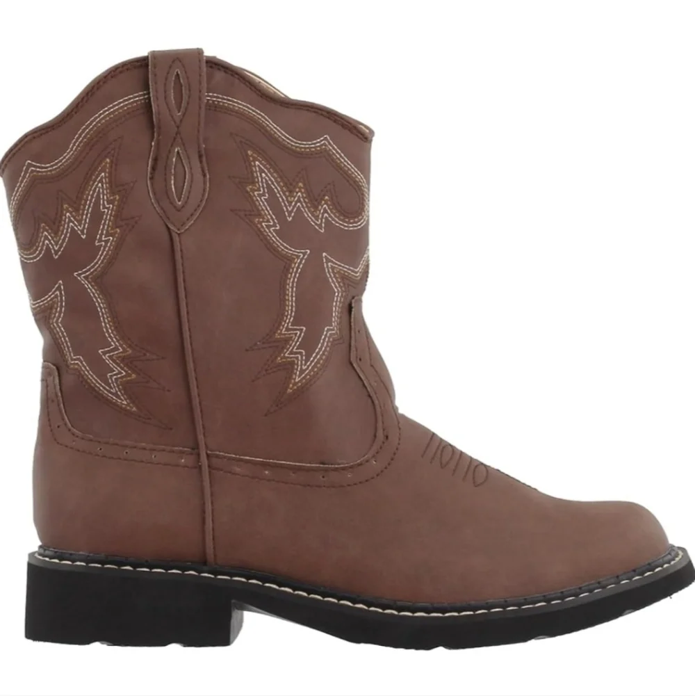 ROPER Chunk Rider Embroidery Round Toe Casual Boots Ankle Low Heel 1-2