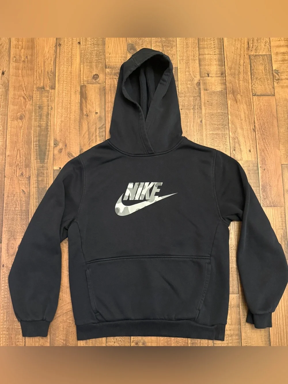 Nike Black Hoodie with Gray Camo Swoosh