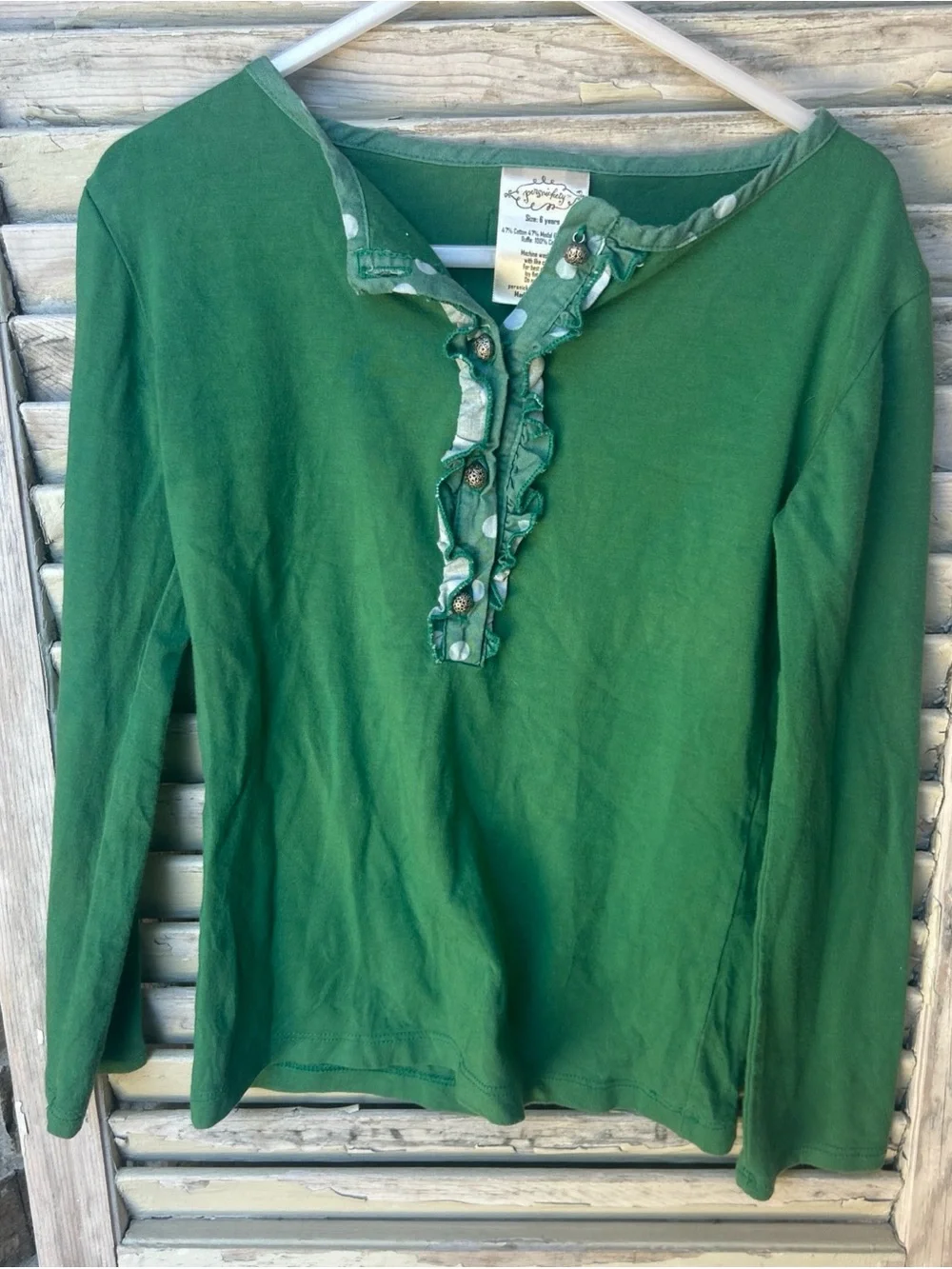 Persnickety Girls Clothes Toddler Long Sleeve Top T-Shirt 6 Green USA Made.