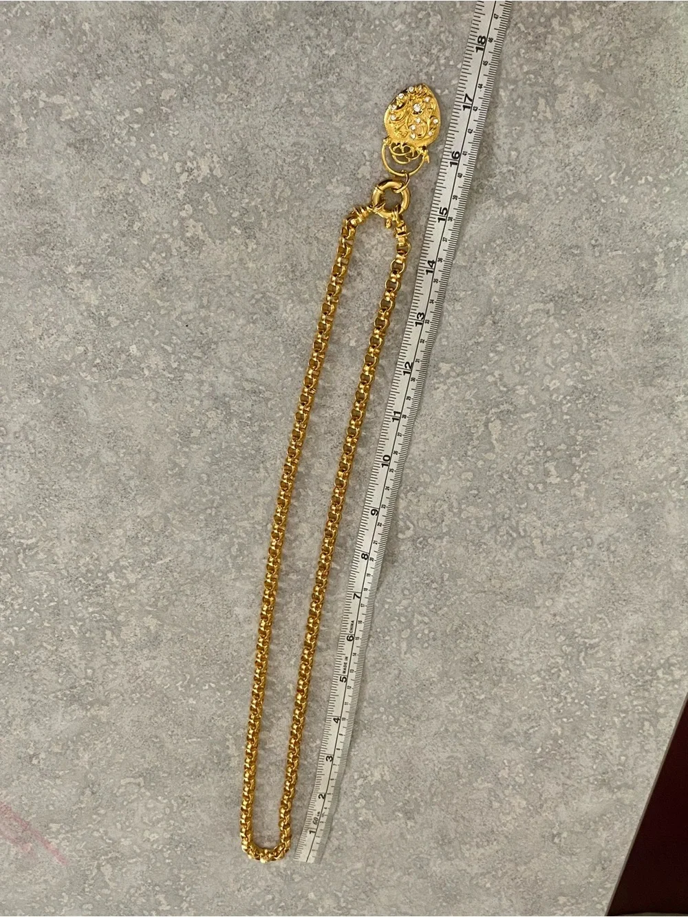 Joan Rivers Gold-Tone Heart Pendant Necklace Heavy Rolo Chain Rare Vintage