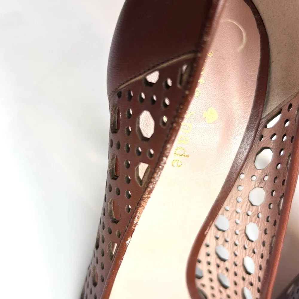 kate spade Brown Laser-Cut Pointed Toe Pump