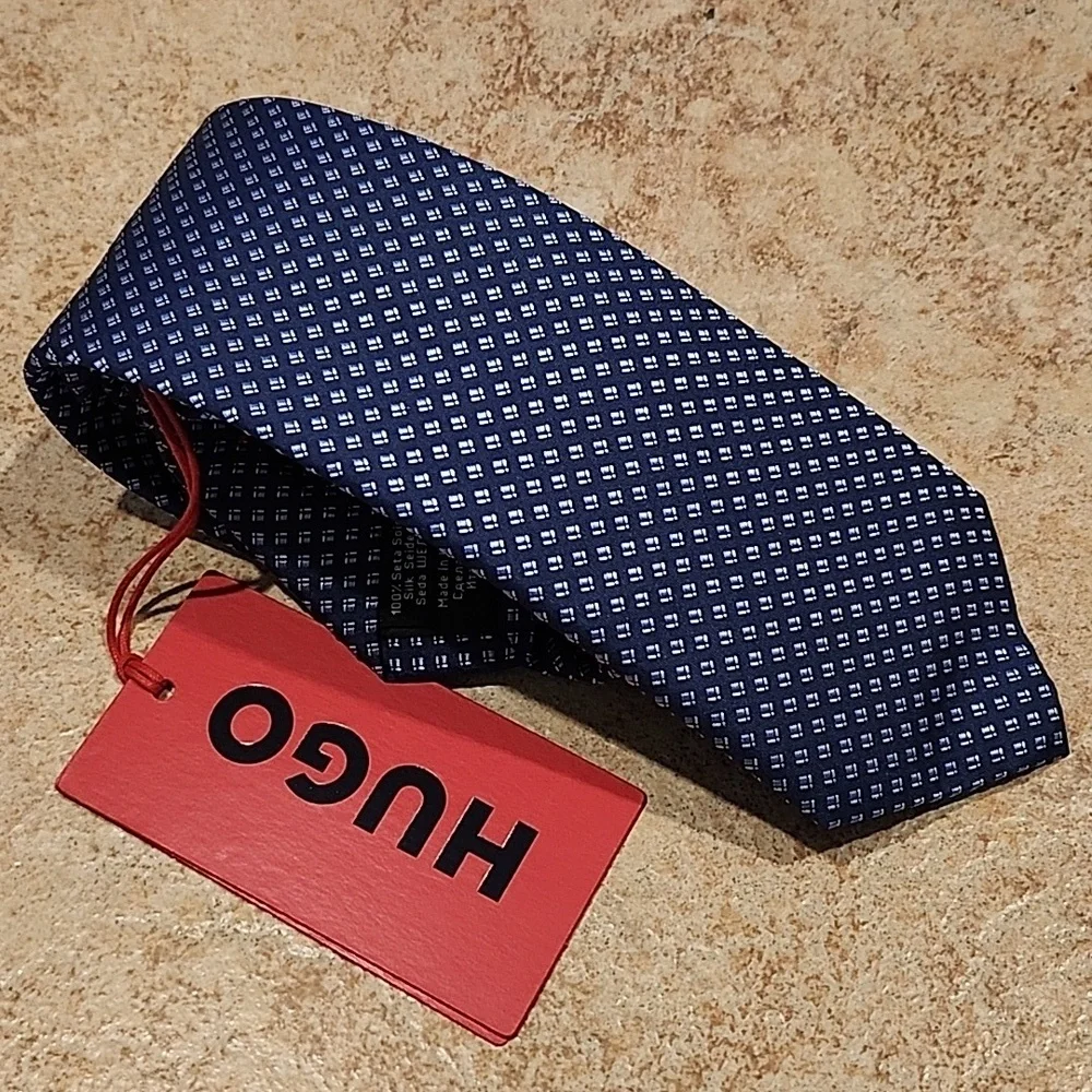 HUGO Dark Blue Patterned Tie