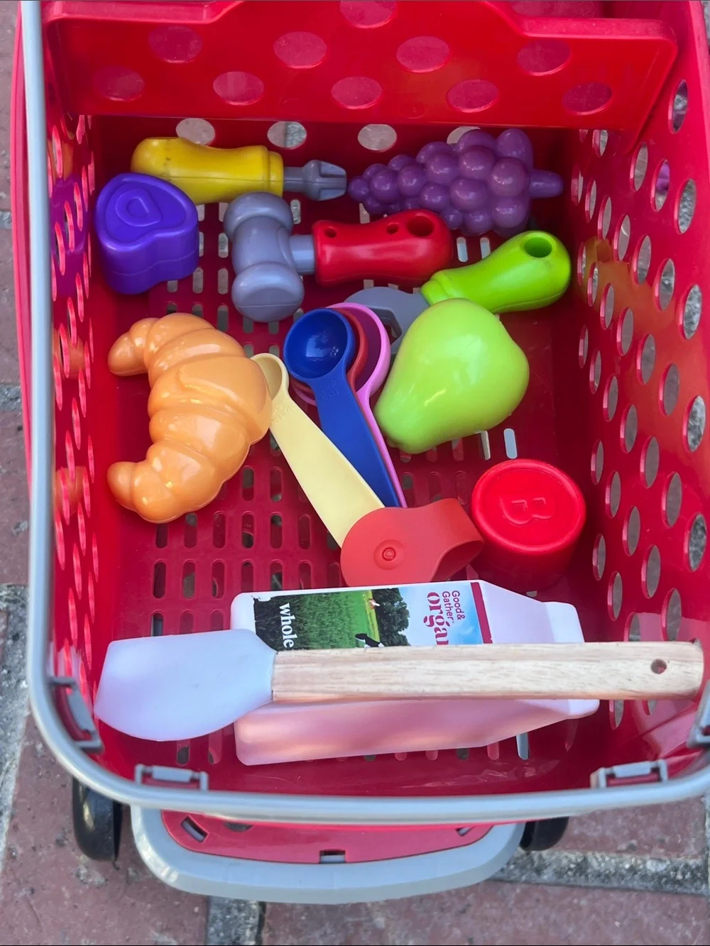 Target Red and Gray Kids Shopping Cart Toy with Cup Holder