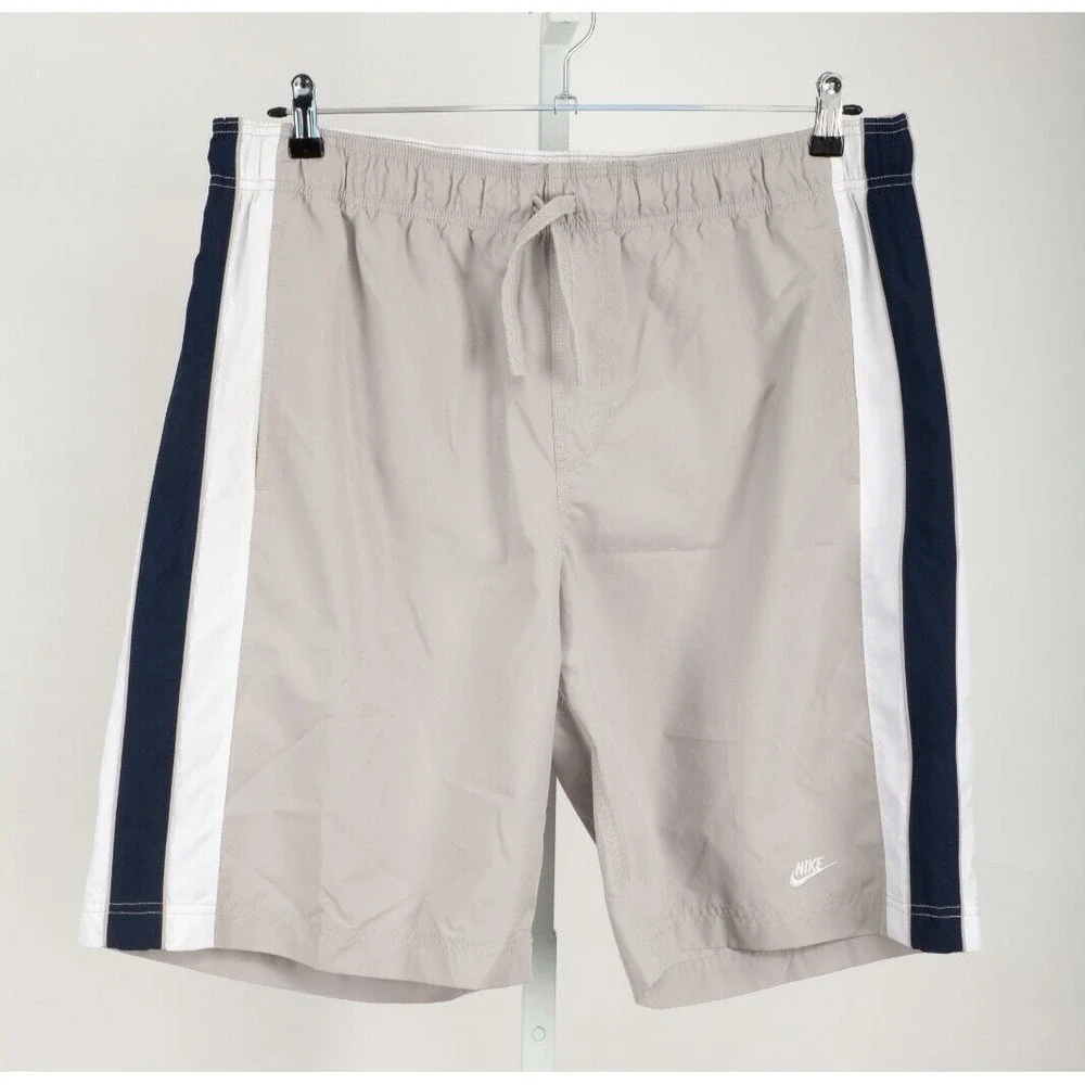 Nike Men's Athletic Shorts Gray with Navy and White Side Stripes