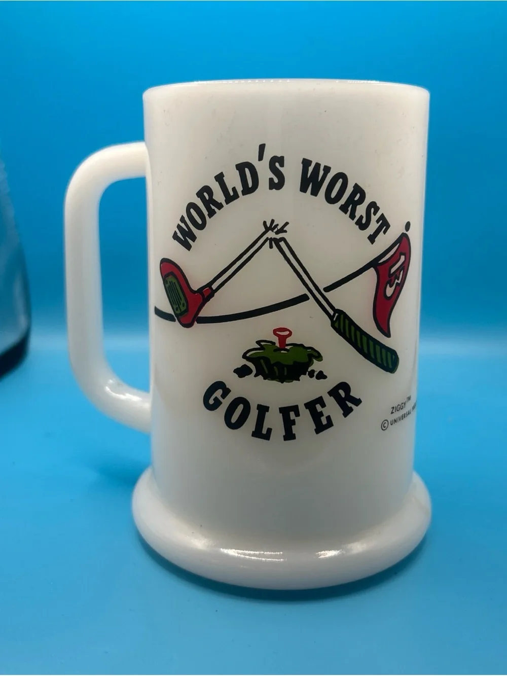 World's Worst Golfer White Milk Glass Mug vintage