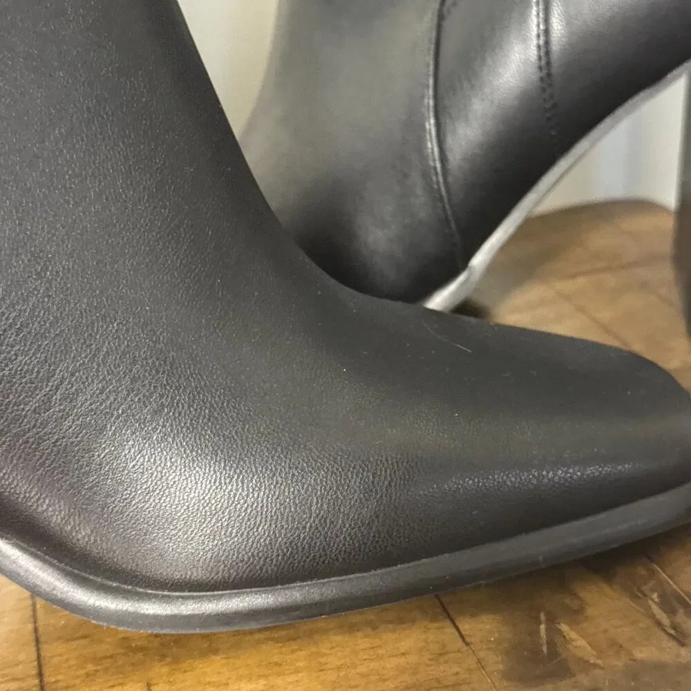 Marc Fisher Black Tall Knee High Boots Women's 8.5M Chunky Heel Minimalist