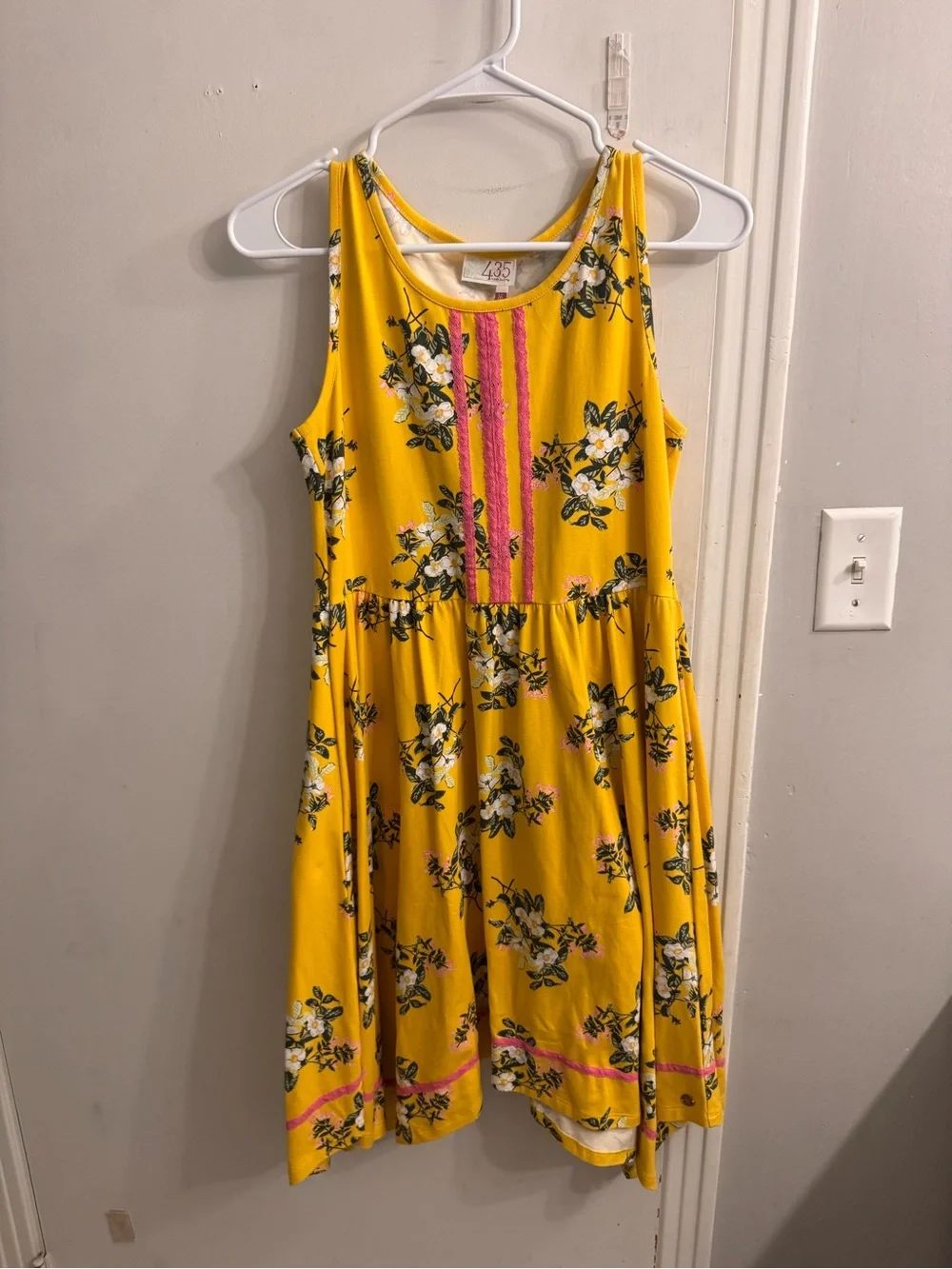 Bright Yellow Floral Girls' Sleeveless Dress