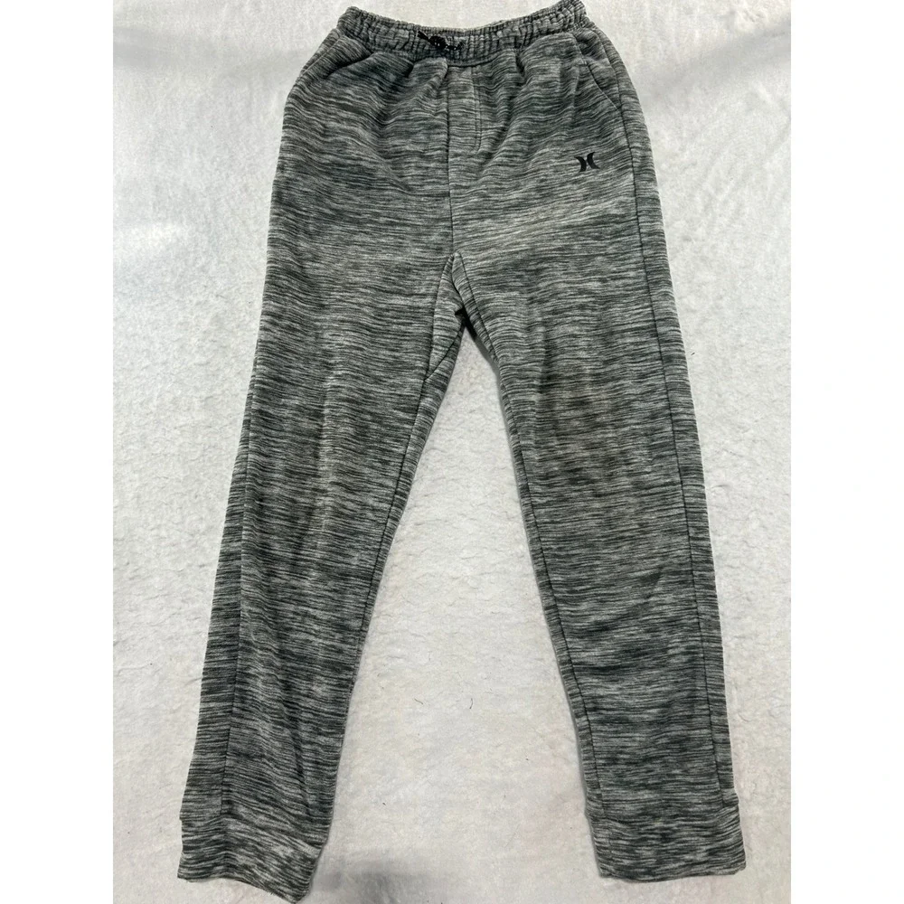 Hurley Boys Heather Gray Fleece Jogger Sweatpants Size Large L Space Dye