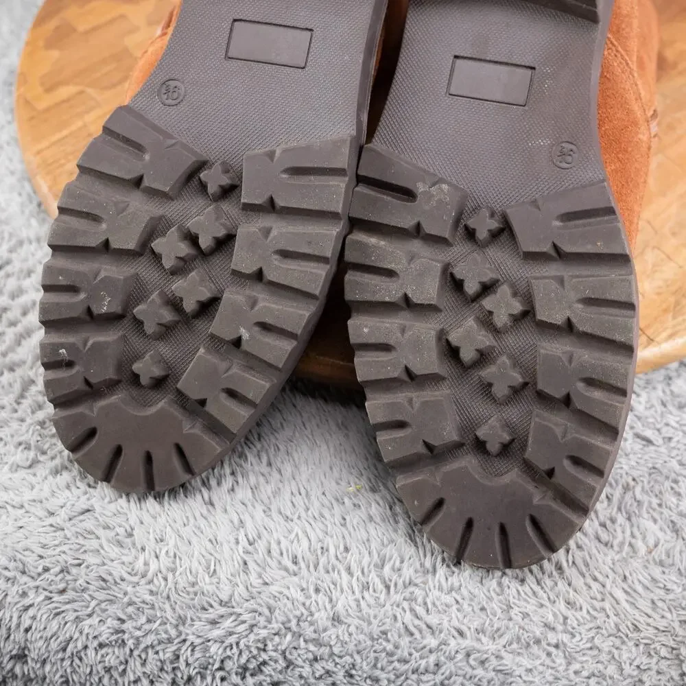 Charles David Rocky WOMENS Size 9.5 ‎ Brown Suede Leather Ankle Combat Boots