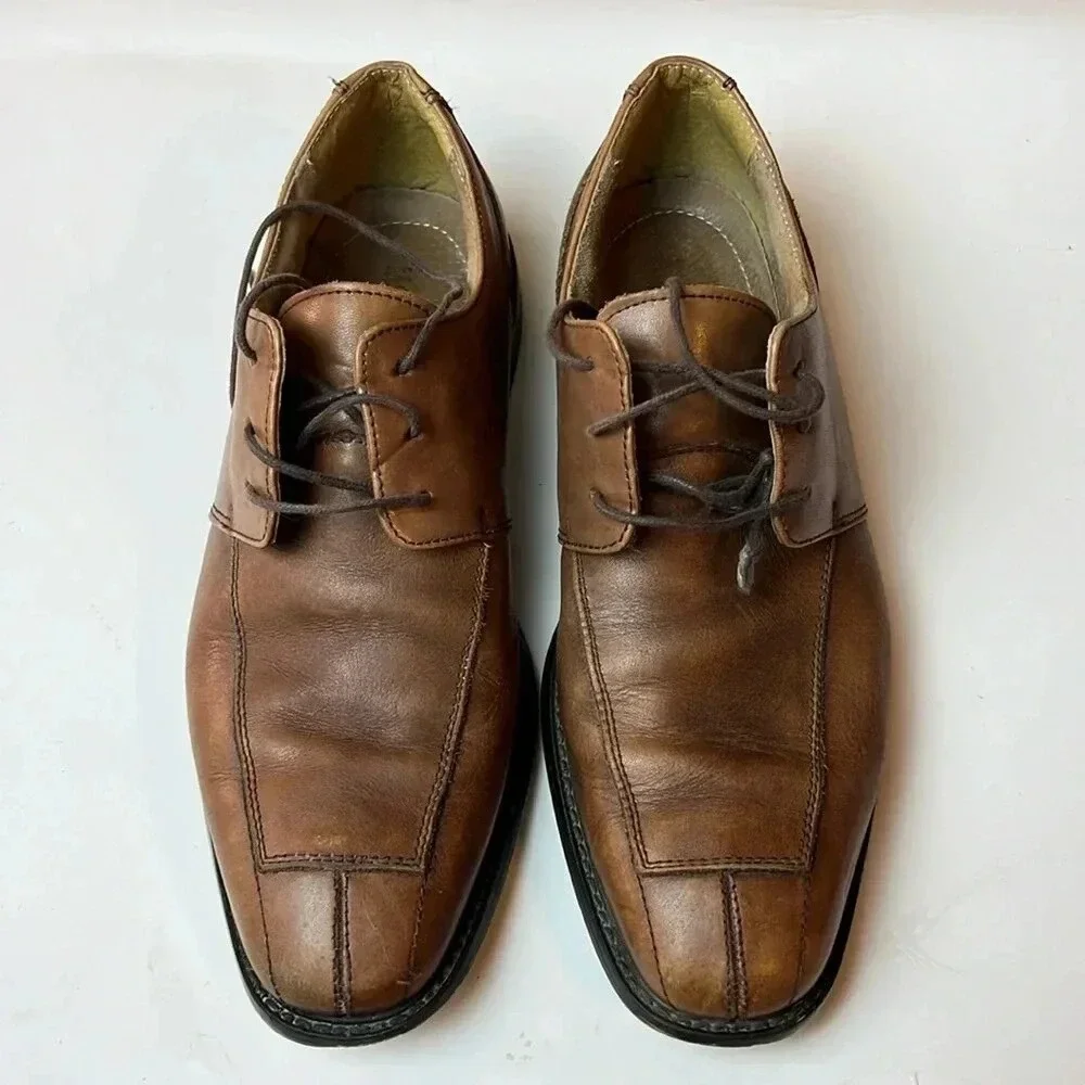 Florsheim Mens Brown Leather Shoes 11D Oxford Lace Up Square Toe Office Business