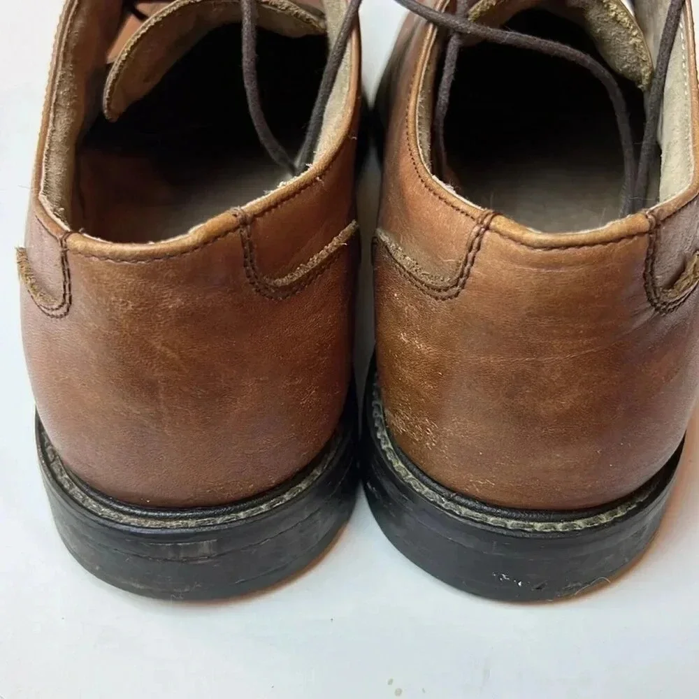 Florsheim Mens Brown Leather Shoes 11D Oxford Lace Up Square Toe Office Business