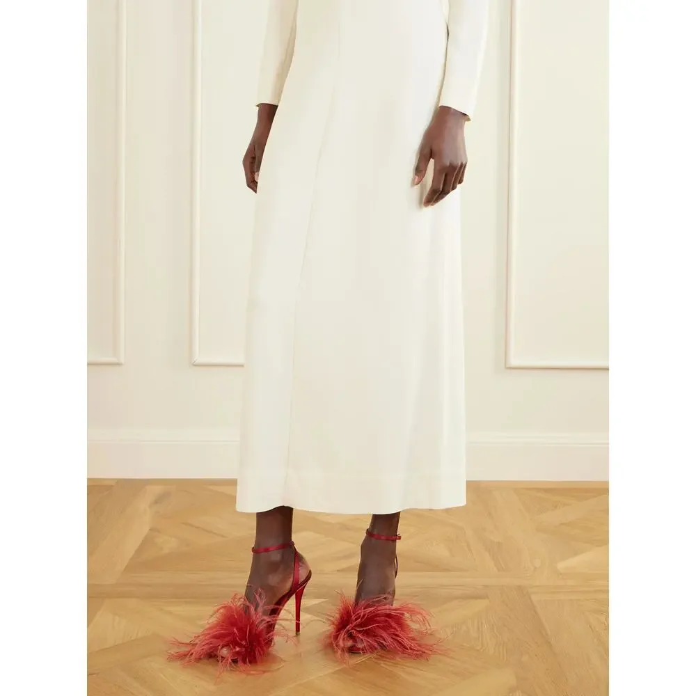 Christian Louboutin Miss Z Poupi 100 Fever Red Feather Sandal Heel Pump 36.5