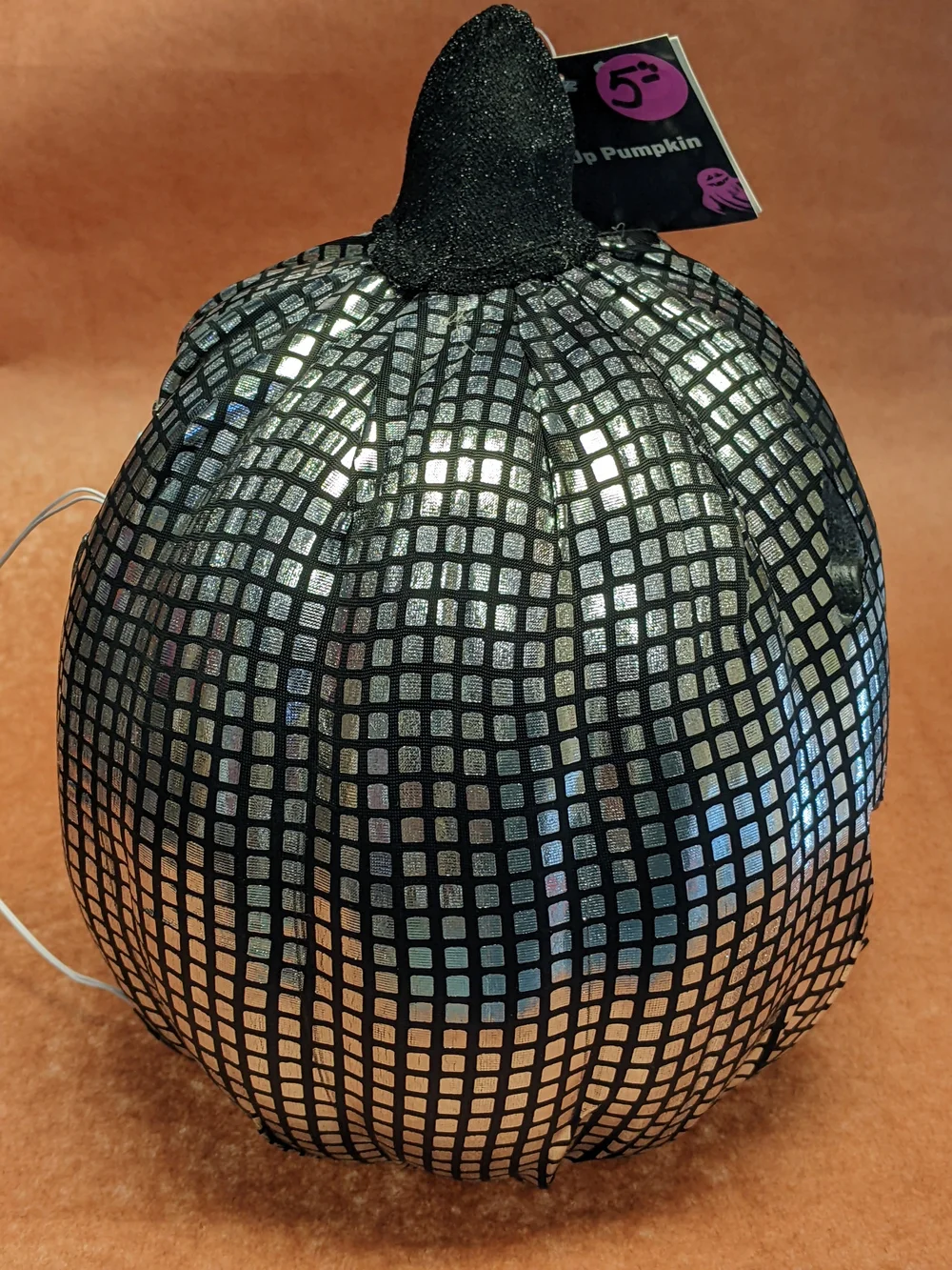 Light Up Pumpkin - Silver - 9 Inches Tall - New