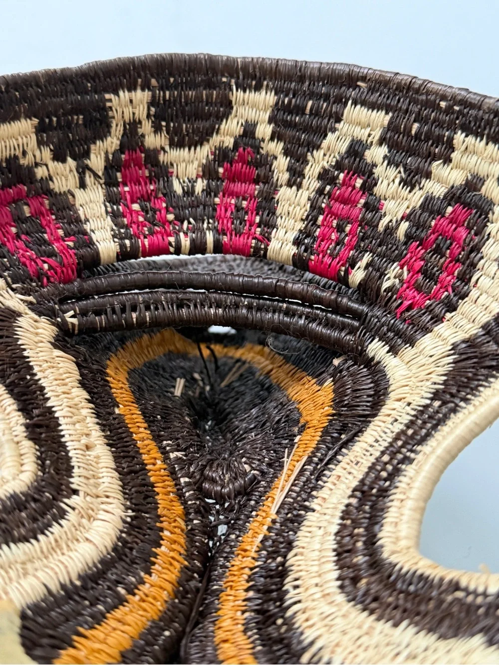 Embera Wounaan Handwoven Palm Fiber Animal Mask Panama Folk Art 10” vintage 80s