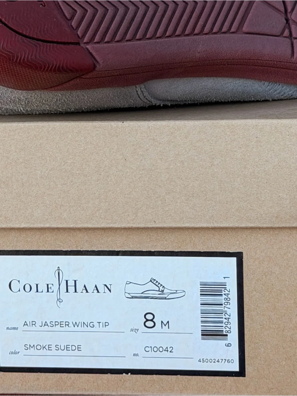 Cole Haan Air Jasper Wingtip Oxfords – Smoke Shade Suede with Red Sole