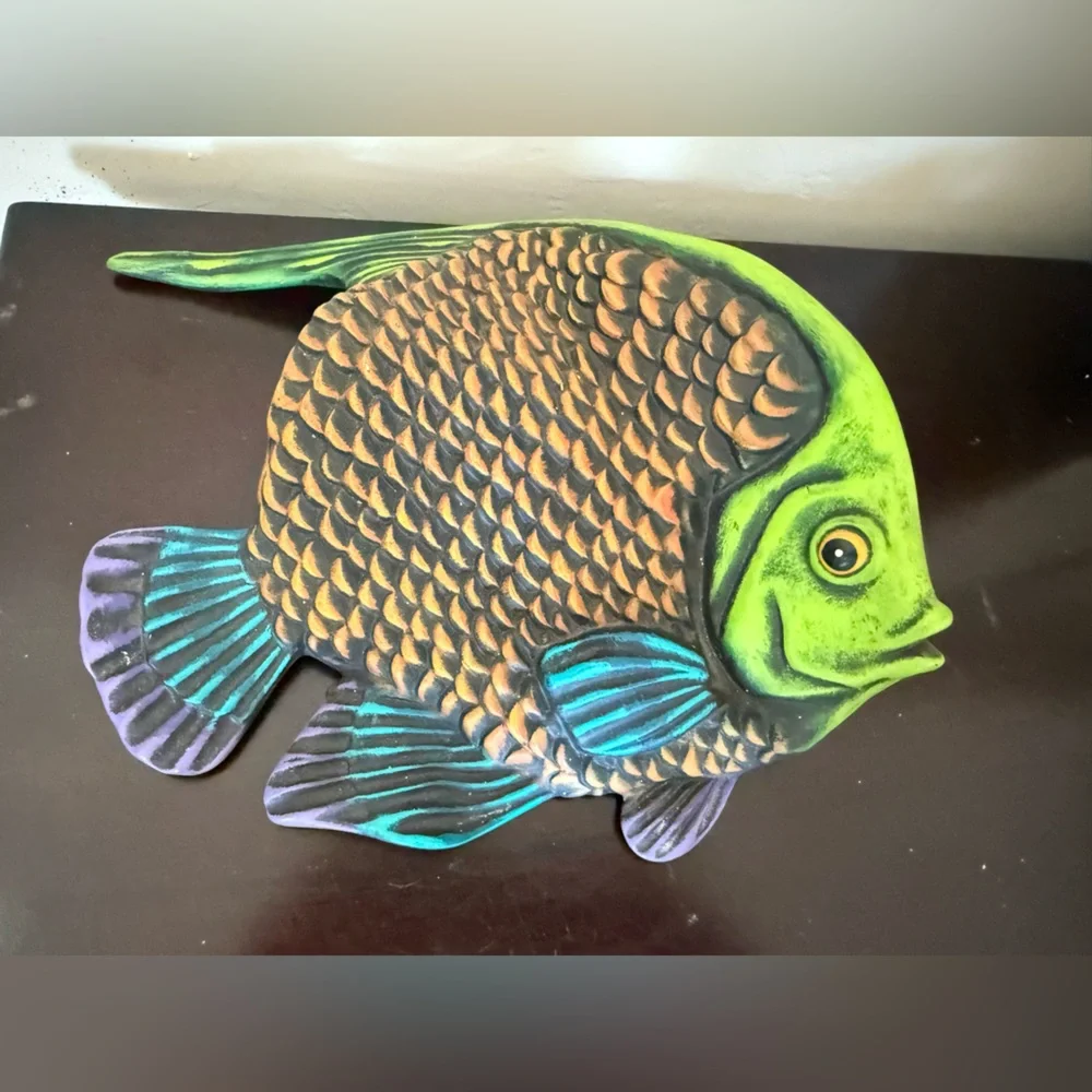 Tonala Mexican‎ Pottery Fish, Folk Art Colorful Vintage  3-D Estate