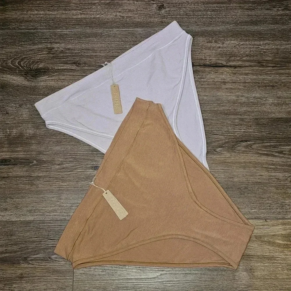 Skims Stretch Cotton Jersey Cheeky Tanga 2 pair Sz 4x High Cut Underwear
