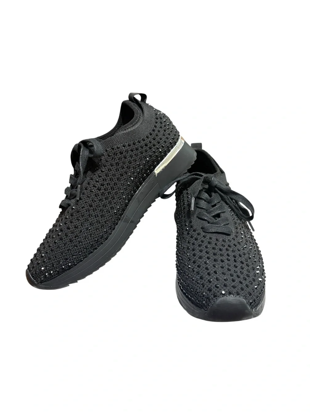 Reaction Kenneth Cole Cameron Rhinestone Lace-Up Black Sneaker Women US 7 EU 37