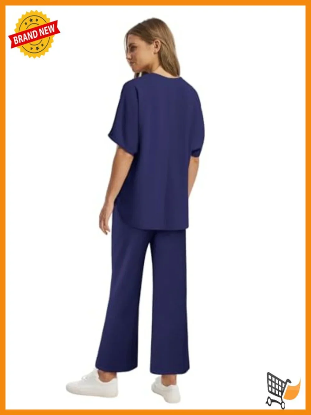 Two Piece Lounge Set with Wide Leg Crop Pants, Oversized Top, Summer Airport