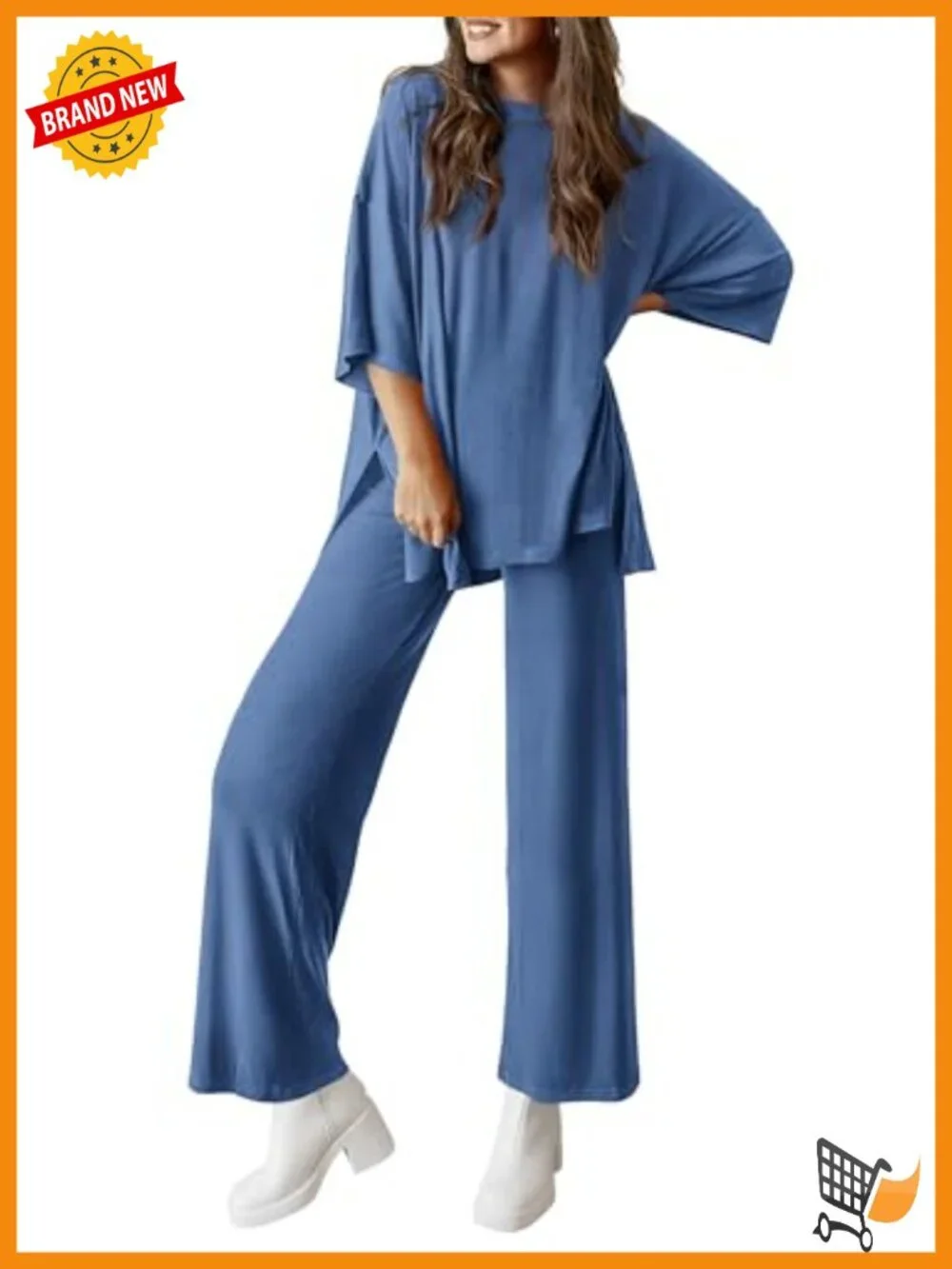 Two Piece Lounge Set Short Sleeve Top Wide Leg Pants Matching Set Travel Outfit