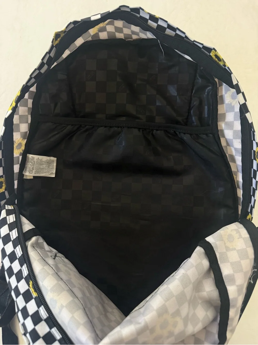 Vans  Checkerboard Sunflower Backpack - Black & White with Yellow 🌻