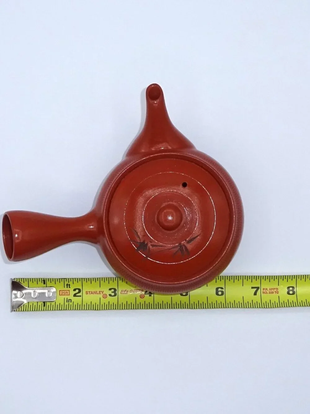 Japanese Tokoname Style Red Clay Kyusu Teapot Bamboo Motif Side Handle Tea Pot