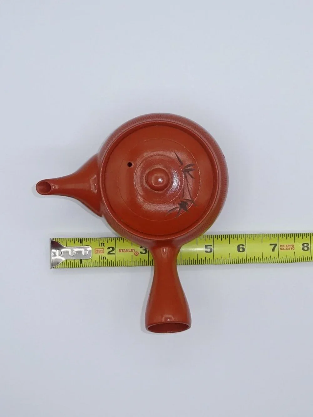 Japanese Tokoname Style Red Clay Kyusu Teapot Bamboo Motif Side Handle Tea Pot