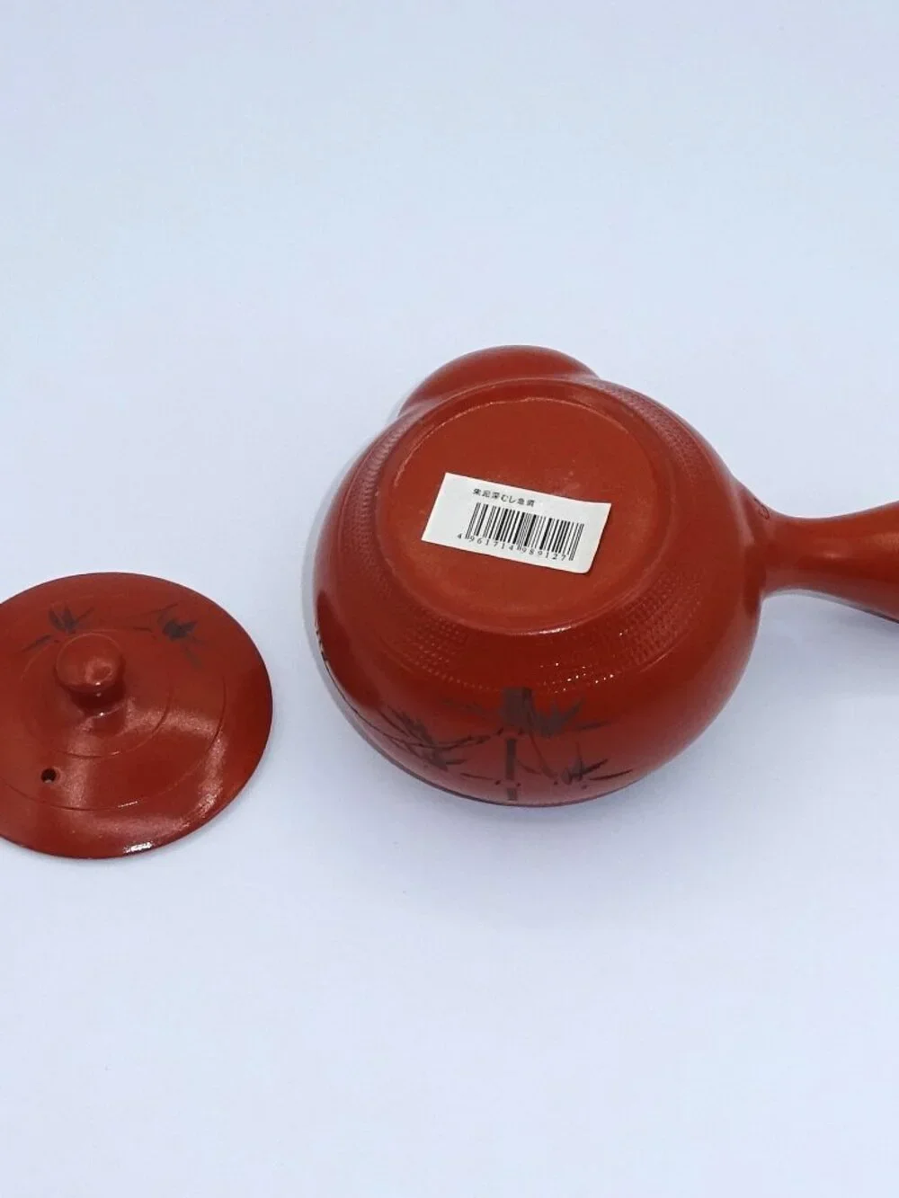 Japanese Tokoname Style Red Clay Kyusu Teapot Bamboo Motif Side Handle Tea Pot