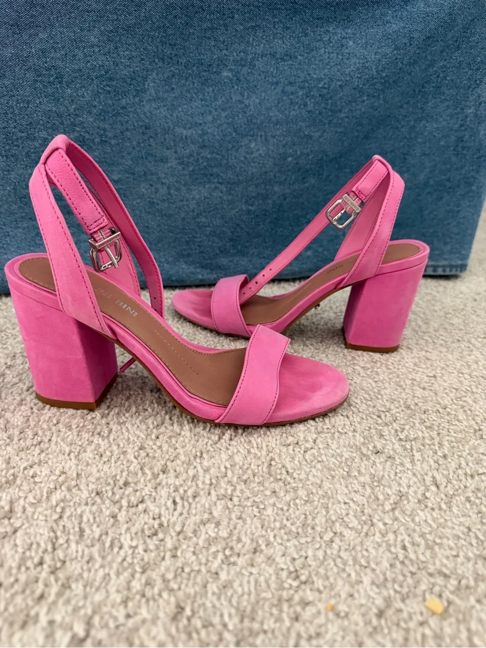 Gianni Bini Hot Pink Block Heel Ankle Strap Sandals