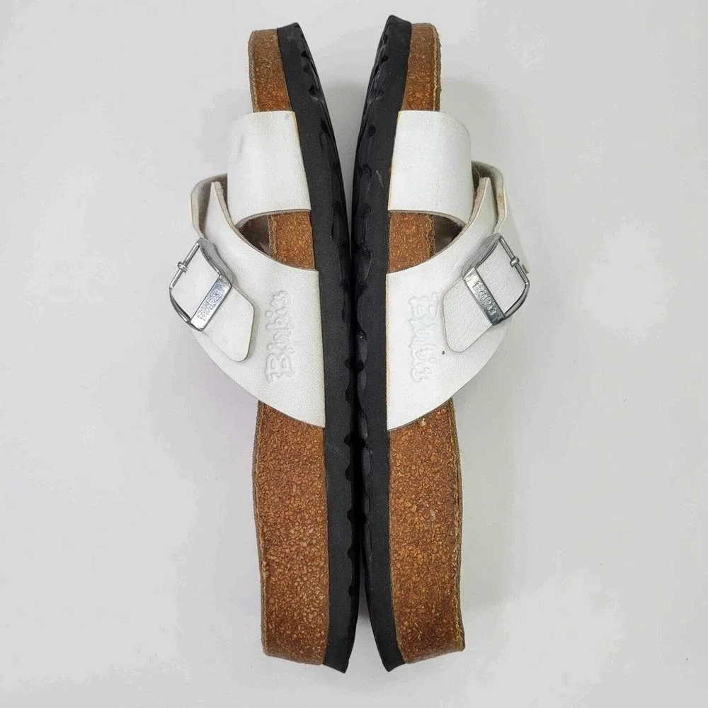 Betula Birkenstock White Criss Crossed Slide Sandal 2 Strap Womens Size 7 N