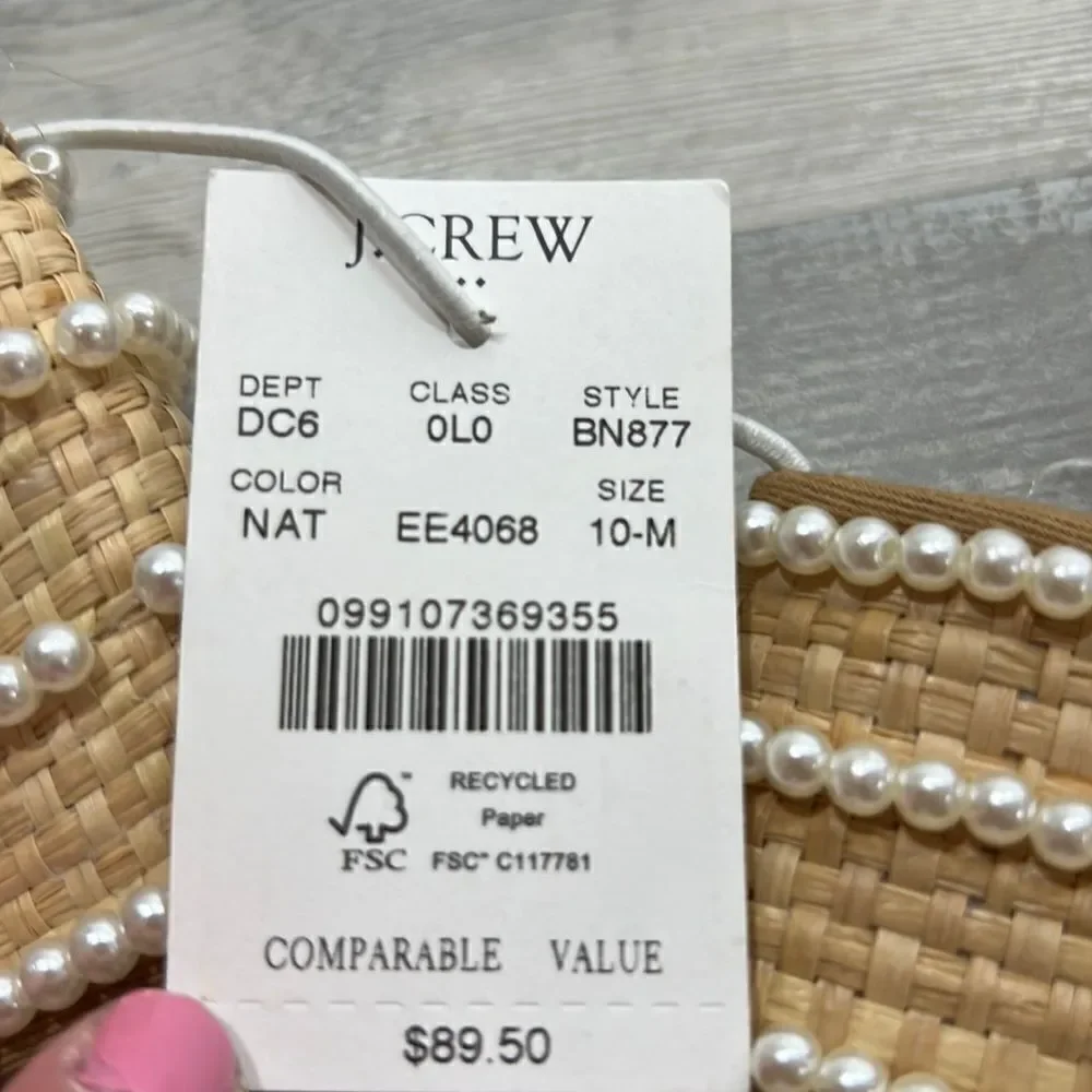 J. Crew Factory pearl slides size 10 NWT but flawed