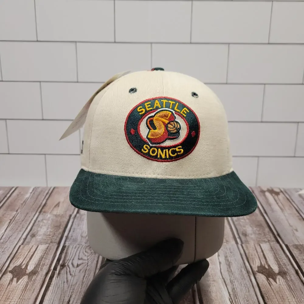 Vintage Seattle SuperSonics New Era Dupont Visor Snapback Hat USA Made
