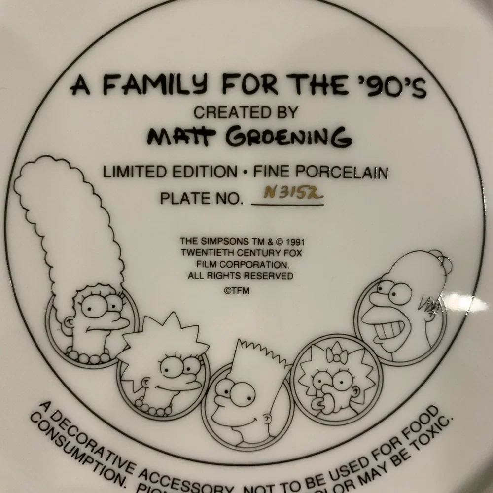 Franklin mint The Simpsons  Plate # N3152