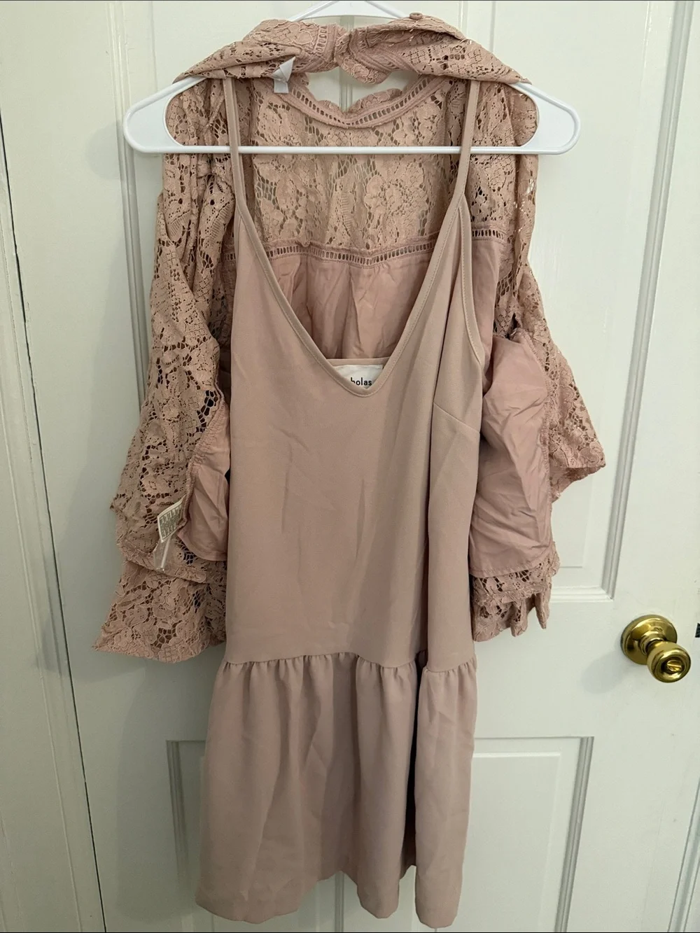 Lulu's Dusty Rose Lace Jacket with Matching Slip Dress