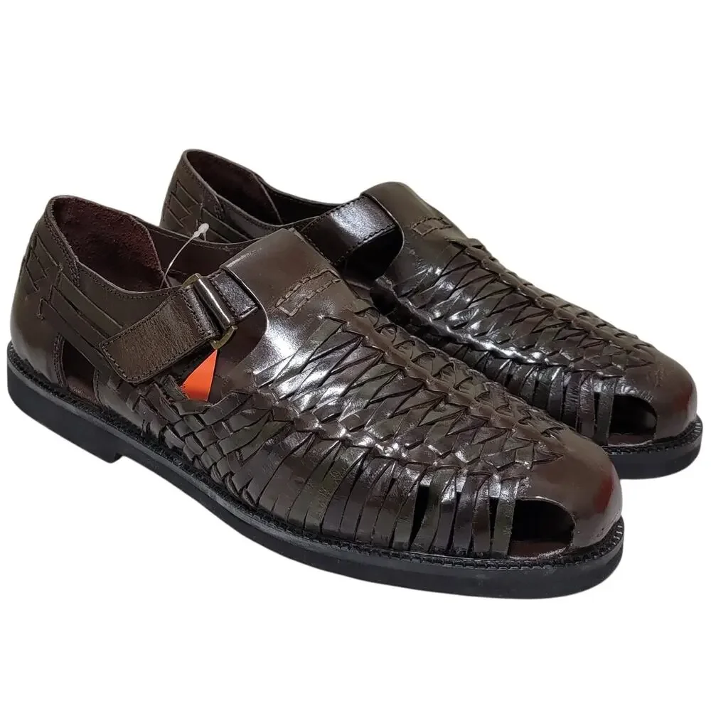 Deer Stags Men Woven Huarache Fisherman Sandals Bamboo 2 Size US 9M Dark Brown