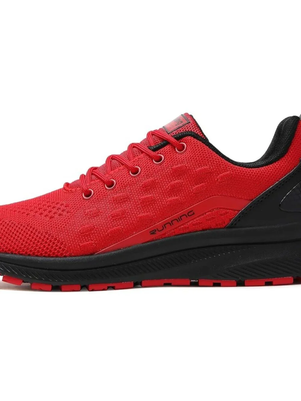 Women's Red Black Mesh Sneakers Athletic Running Walking Shoes Lace-up