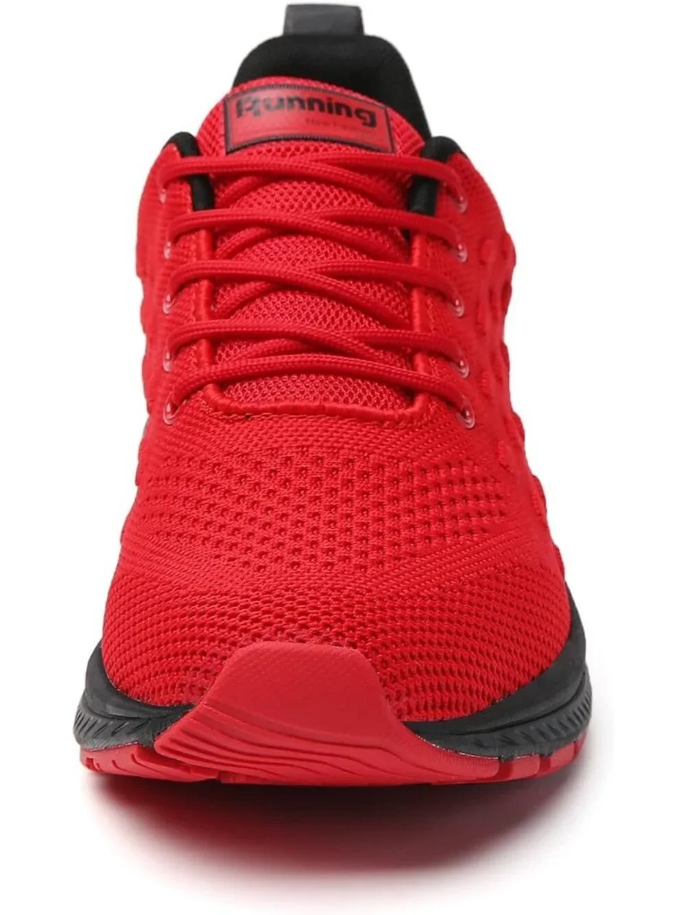 Women's Red Black Mesh Sneakers Athletic Running Walking Shoes Lace-up