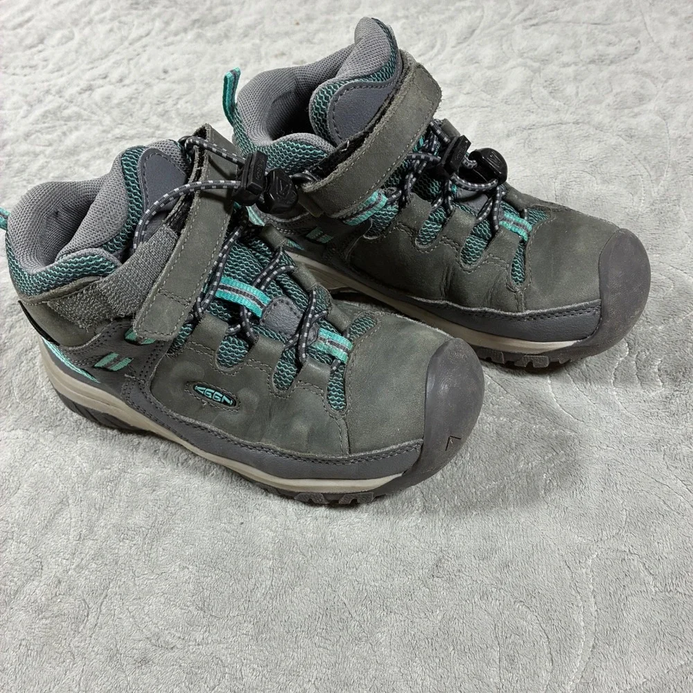 Keen Kids Waterproof Hiking Boots Size 11 Grey Teal Mid