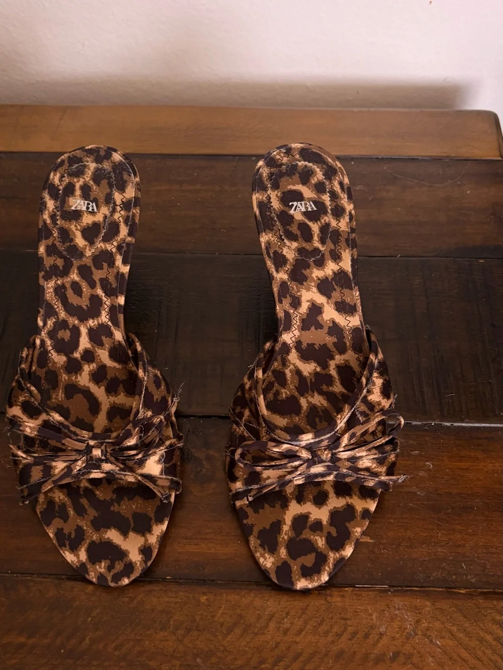 ZARA Leopard-Print Knotted Slide Sandals - Brown/Black