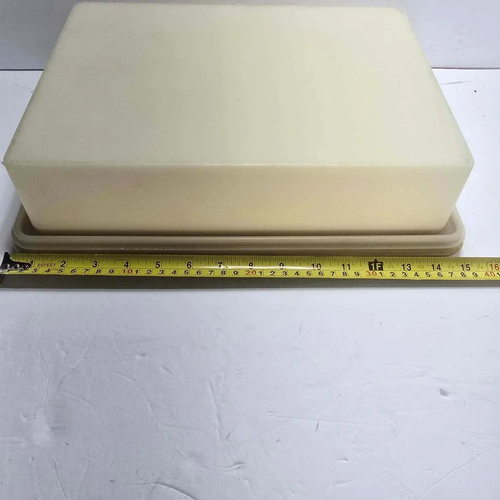 Vintage Tupperware Rectangular Cake Taker Carrier Harvest Gold Sheer 1241 1242