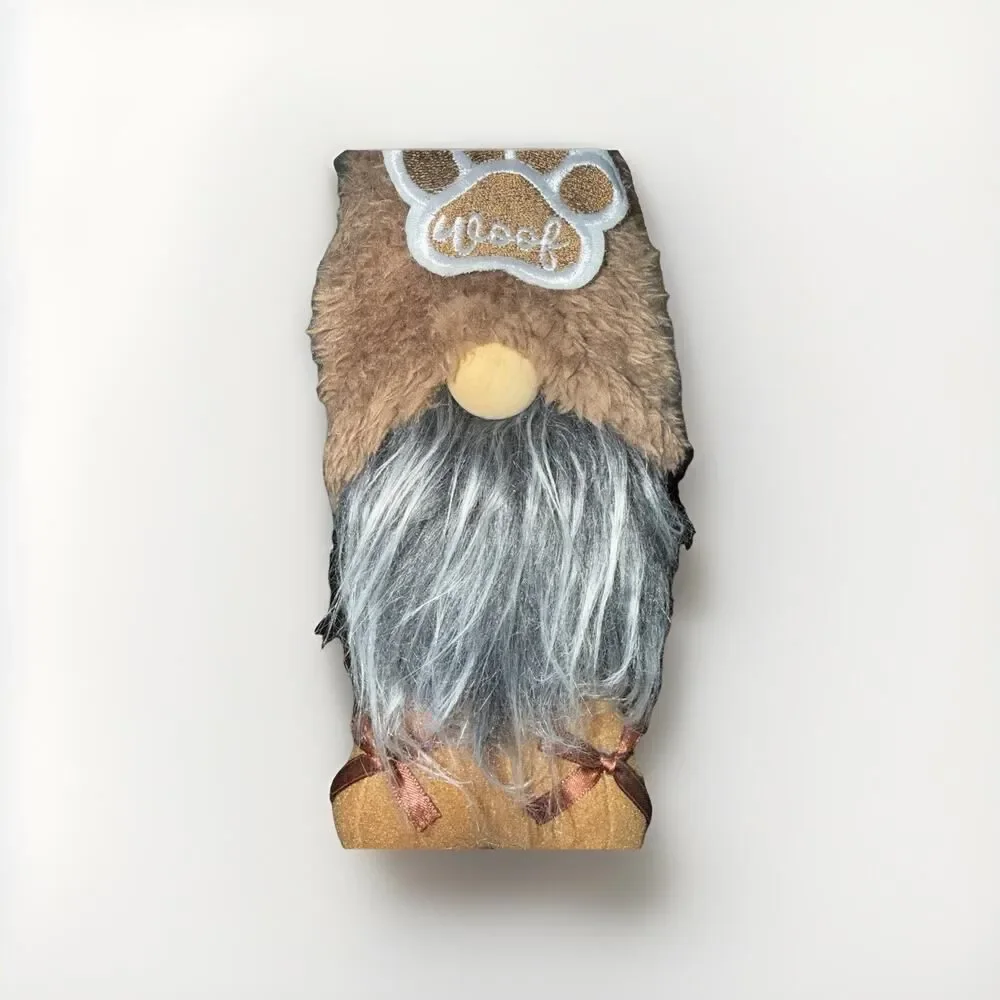 Gnome Dog Theme Gnome With Paw print Bow Soft Standing 15”